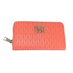 Badgley Mischka || NWT || Coral Pink Zipper Waffle Wallet